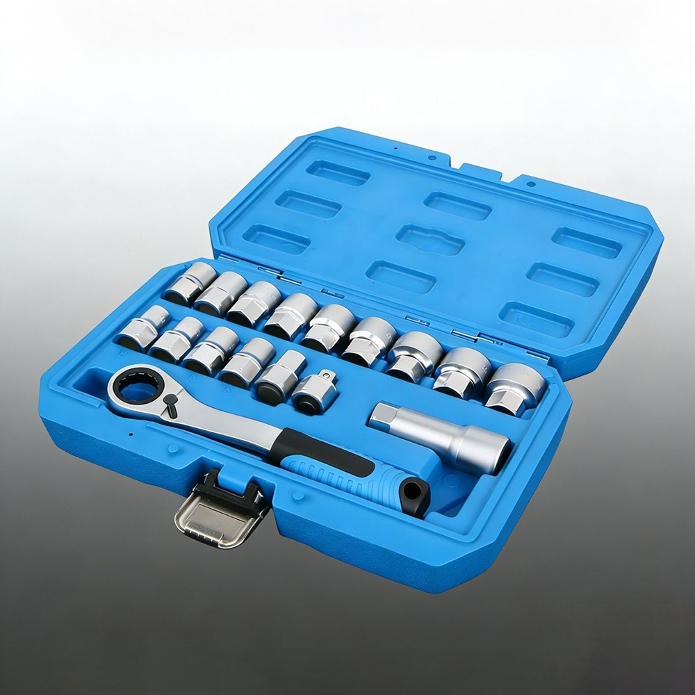 Cnc Bits - 17PCS 12 Point Drive Ratcheting Socket