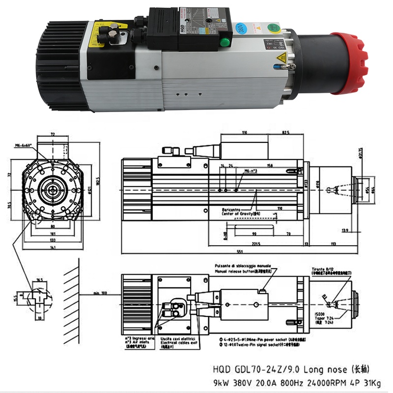 Suppliers HQD 9kw 220v 380v Lo - огляд і ціна Spindle Motor